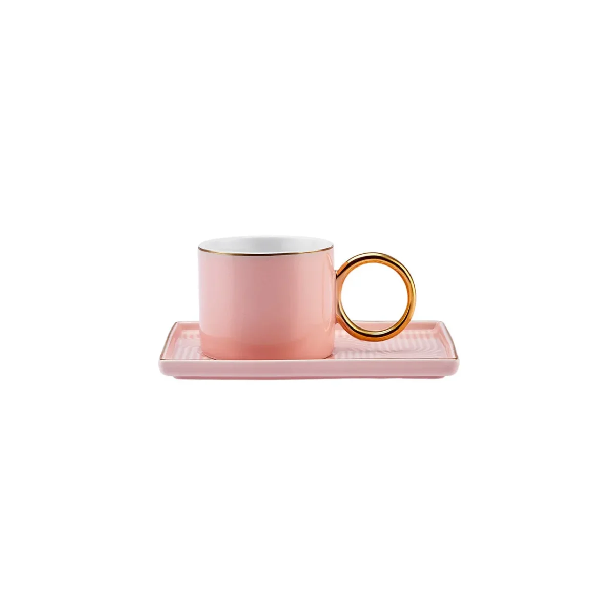 Karaca Soho - Roze Porseleinen Espressoset - 80 ml - 2-Persoons - 4-Delig - Image 4