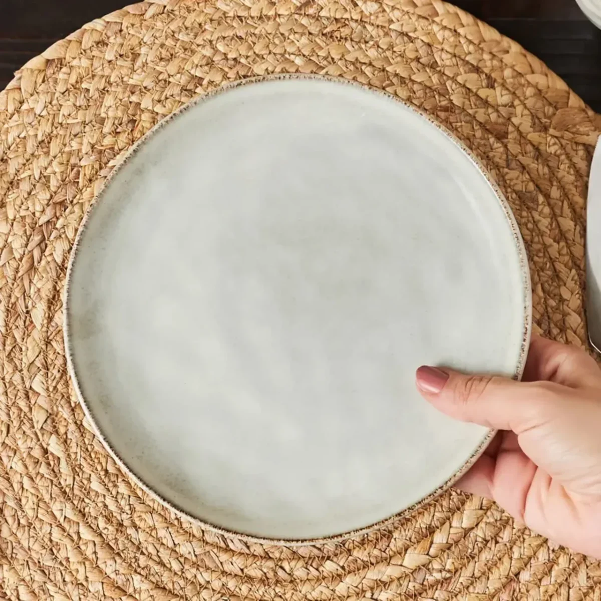 Karaca Aria Reactive - Stoneware Dessertbord - Hangemaakt - 20 cm - Beige – Bild 5