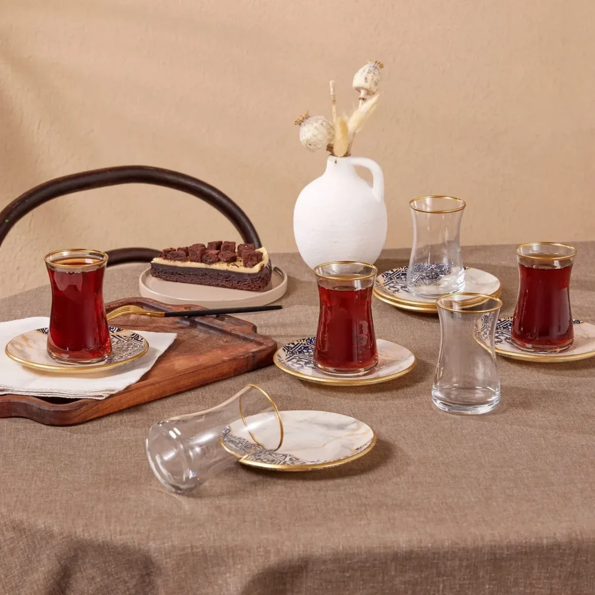 Karaca Aris - Elegante Turkse Theeglazenset - Multikleuren - Set van 6 - 12-Delig – Bild 2