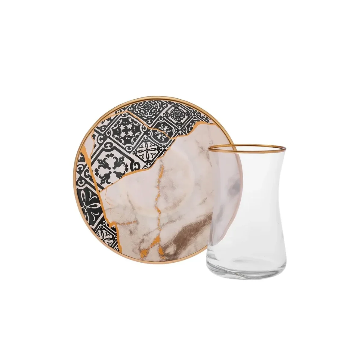 Karaca Aris - Elegante Turkse Theeglazenset - Multikleuren - Set van 6 - 12-Delig – Bild 1