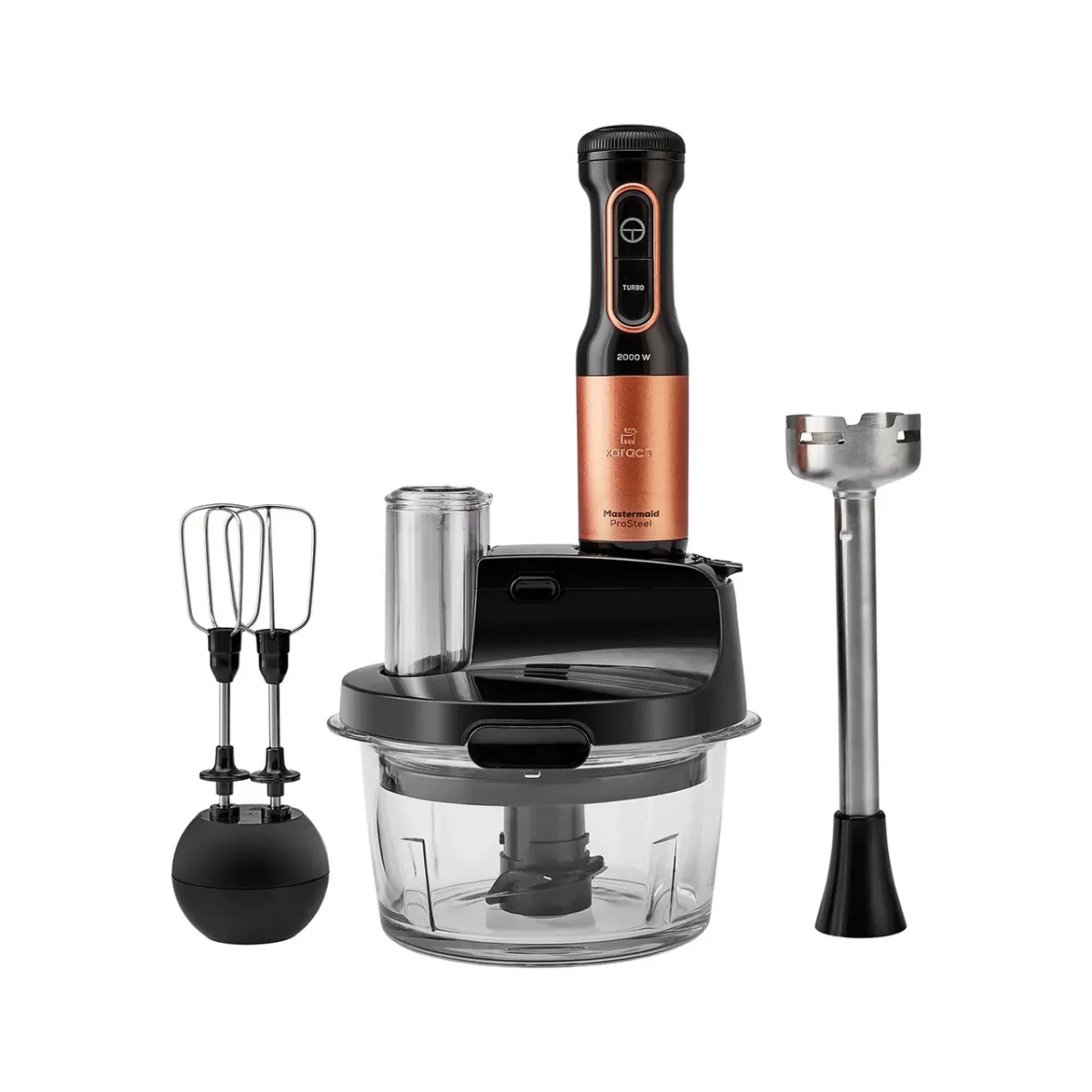 Karaca Mastermaid Prosteel - Glazen Keukenrobot - Lange Blender - 2500 W - Zwart Koper - Image 2