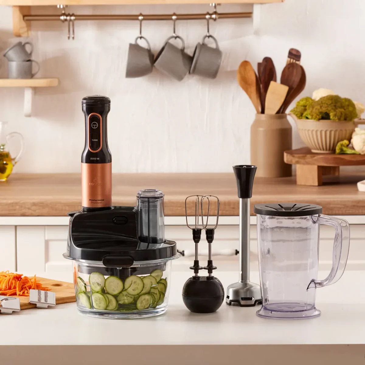 Karaca Mastermaid Prosteel - Glazen Keukenrobot - Lange Blender - 2500 W - Zwart Koper - Image 3