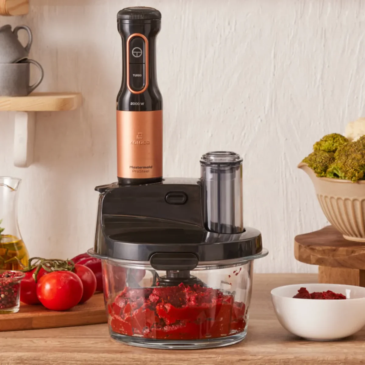 Karaca Mastermaid Prosteel - Glazen Keukenrobot - Lange Blender - 2500 W - Zwart Koper - Image 4