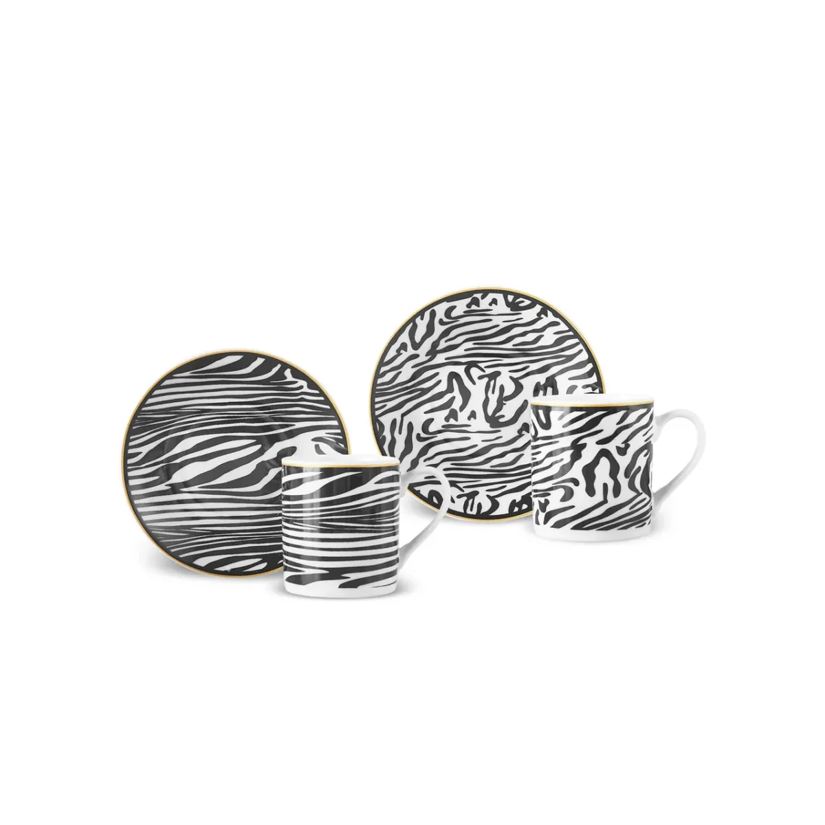 Karaca Zebra - Kopjes met Schotels - Set van 2 - 4-Delig – Bild 2