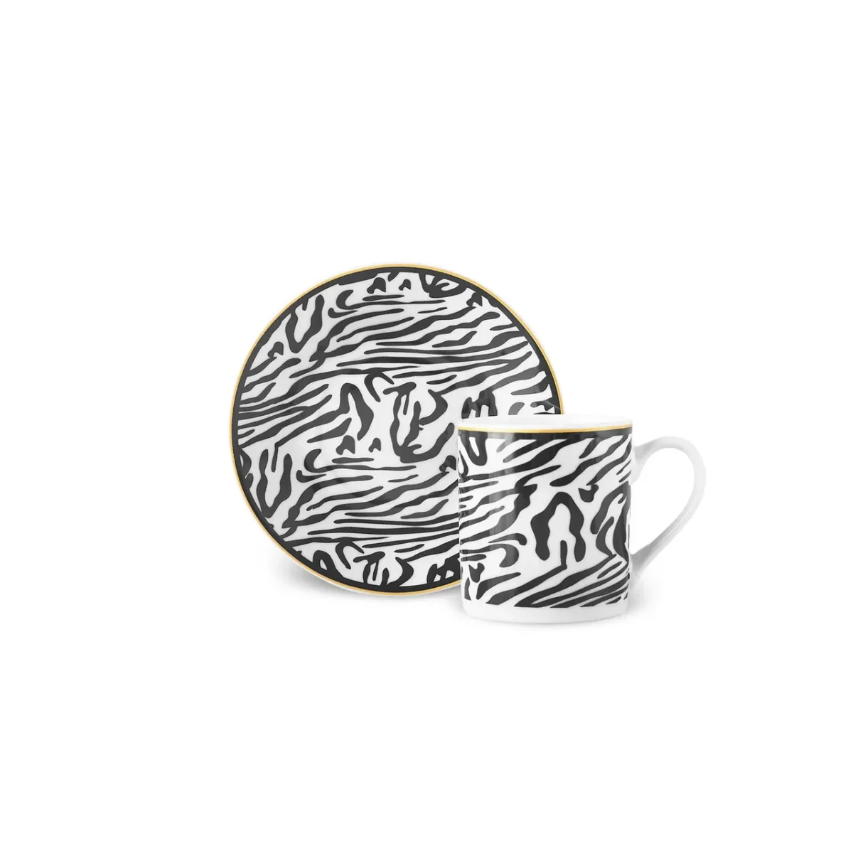 Karaca Zebra - Kopjes met Schotels - Set van 2 - 4-Delig – Bild 1