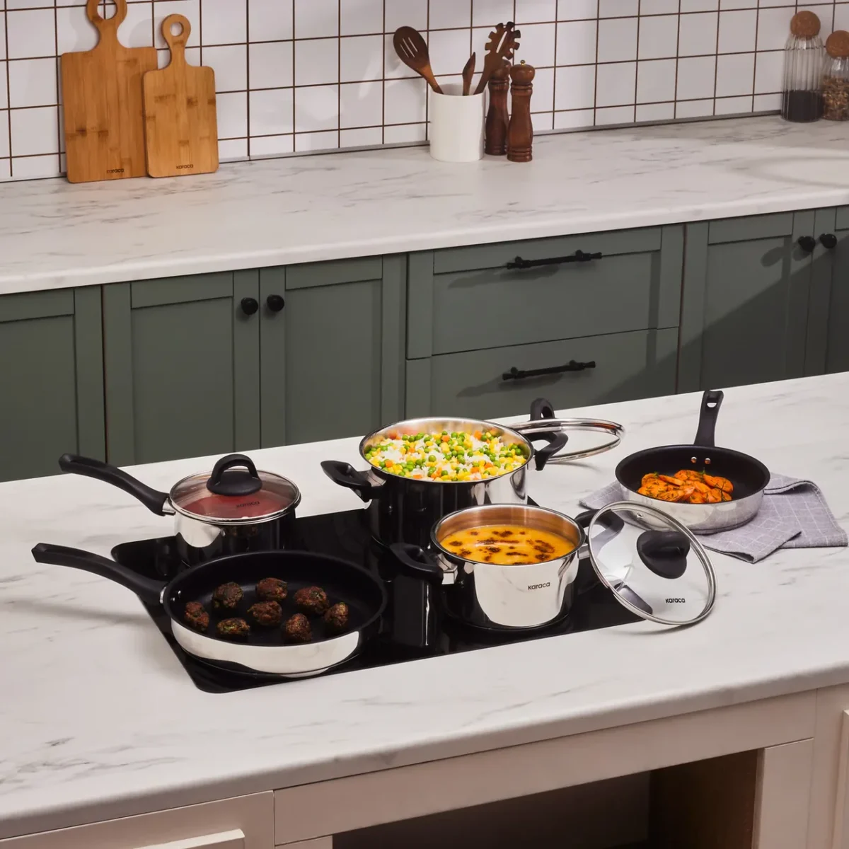 Karaca Gastro - Roestvrij stalen 8-delige pannenset - Zilver – Bild 5