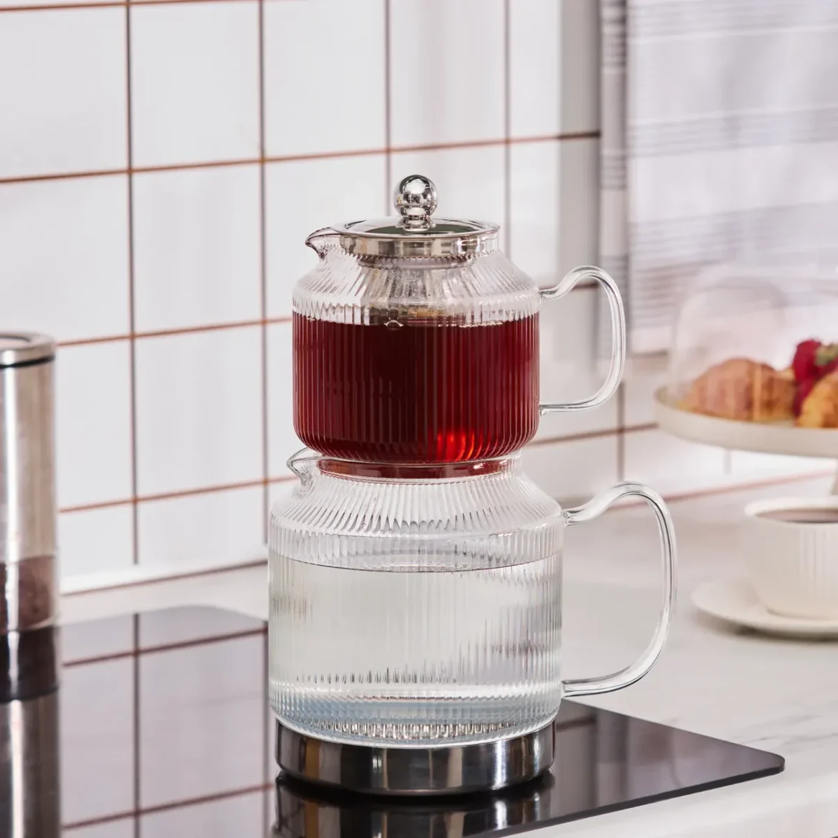 Karaca Kelly XL - Glazen Theepot - Borosilicaatglas - 2000 ml - Geschikt Voor alle Warmtebronnen - Görsel 1