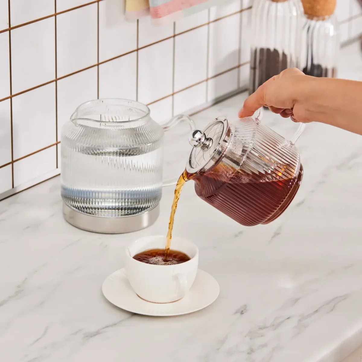 Karaca Kelly XL - Glazen Theepot - Borosilicaatglas - 2000 ml - Geschikt Voor alle Warmtebronnen - Görsel 5