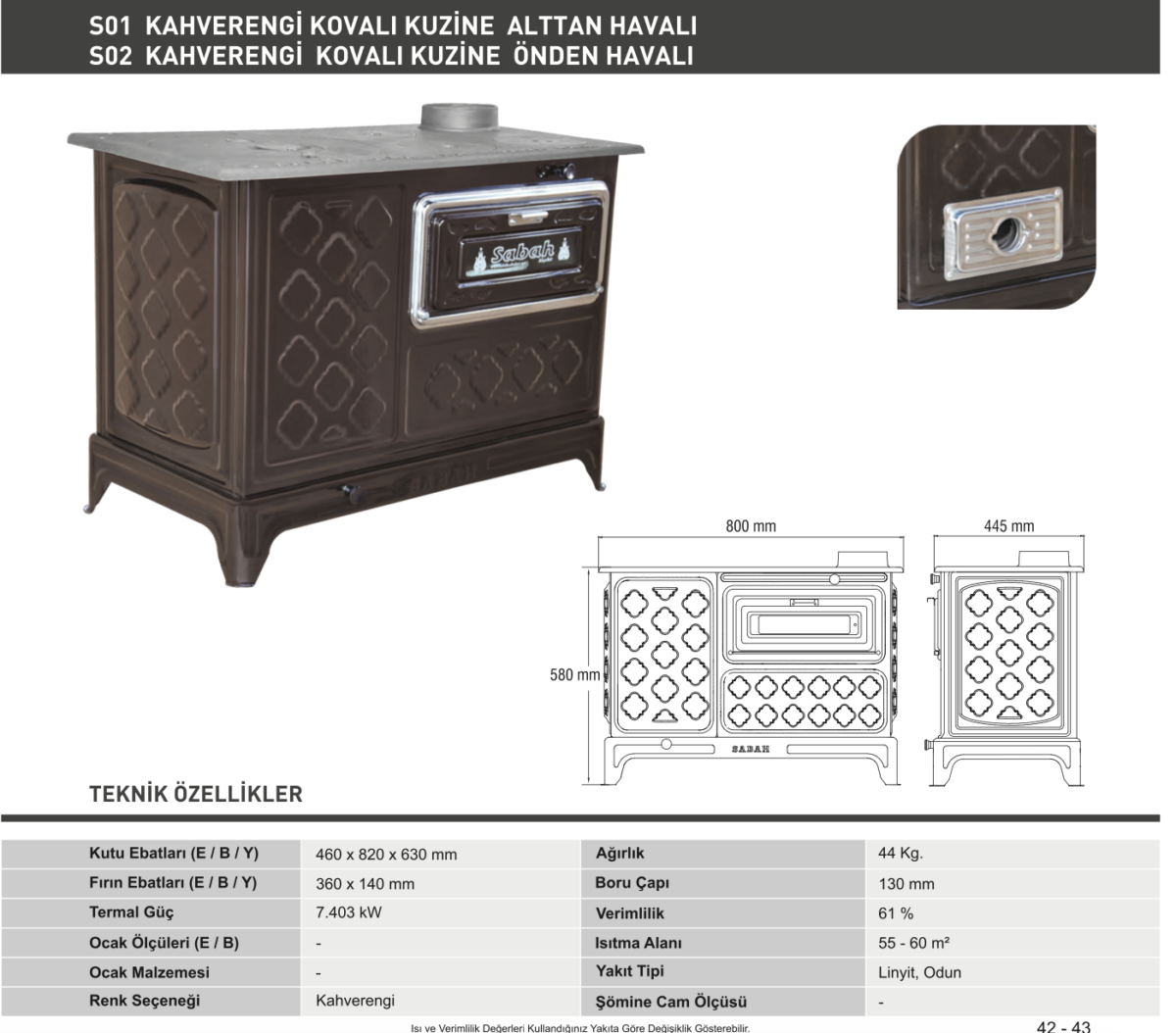 S01 SIYAH KOVALI KUZİNE - Mobiele Kachel met 2 Emmers, Grillrooster en Bakplaat - 7403 kW - 44 kg - Görsel 6