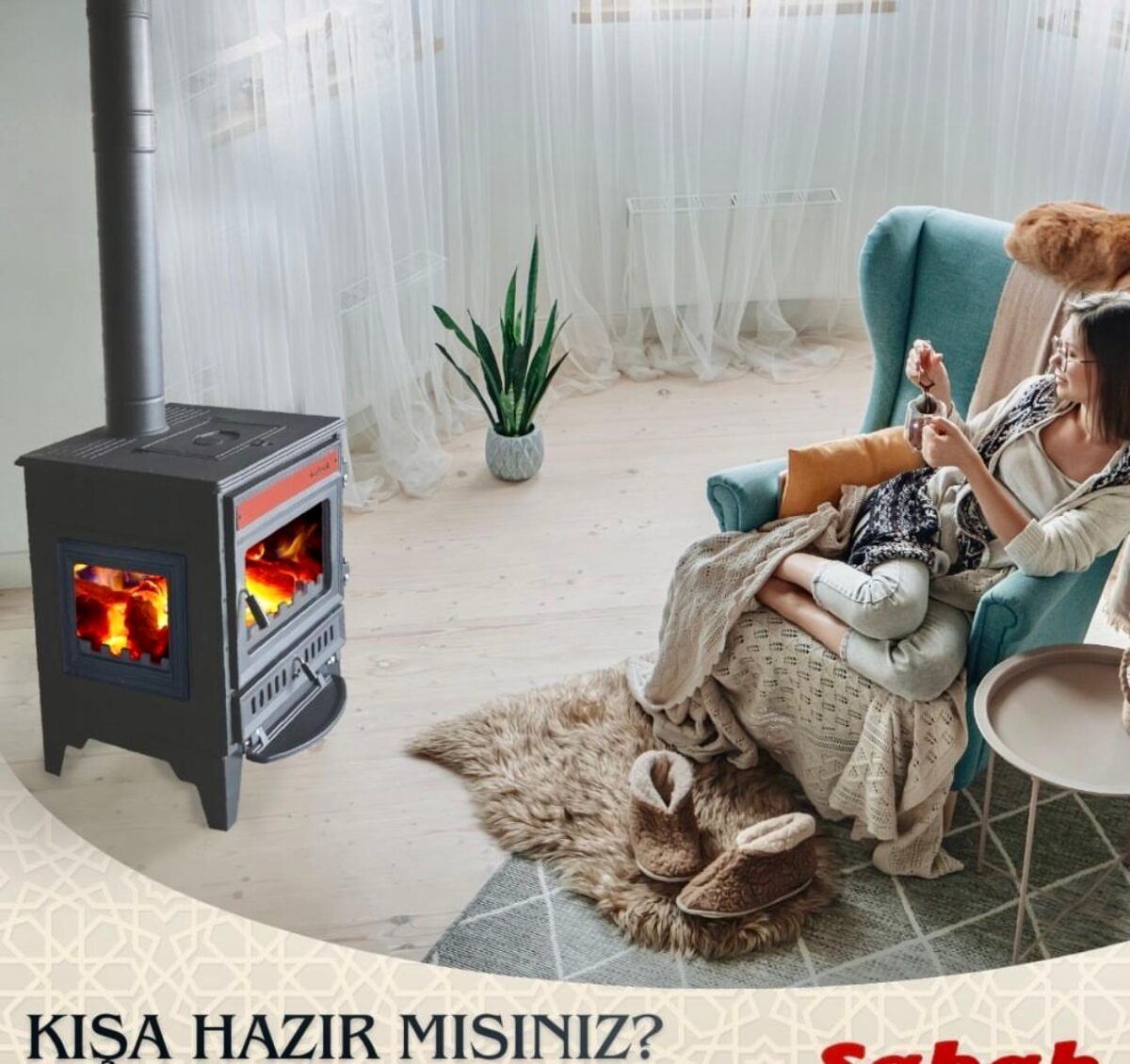 S106-3D Sabah - Gietijzeren Haardkachel -Met Glas Aan Drie Zijden - Houtkachel - Houthaarden - Openhaard - Inclusief kachelpijpen - Rode Details + Matzwart - 15,21KW - – Image 10