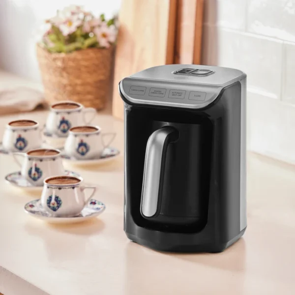 Karaca Hatir Köz - Turks Koffiezetapparaat - Galaxy Grey/ Antraciet - Capaciteit: 5 Kopjes met Schuim en Automatische Temperatuurregeling