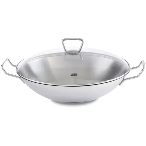 Fissler Kunming - Wokpan met Glasdeksel – Ø 35cm - Hoogwaardig Roestvrij Staal - Geschikt voor Alle Warmtebronnen