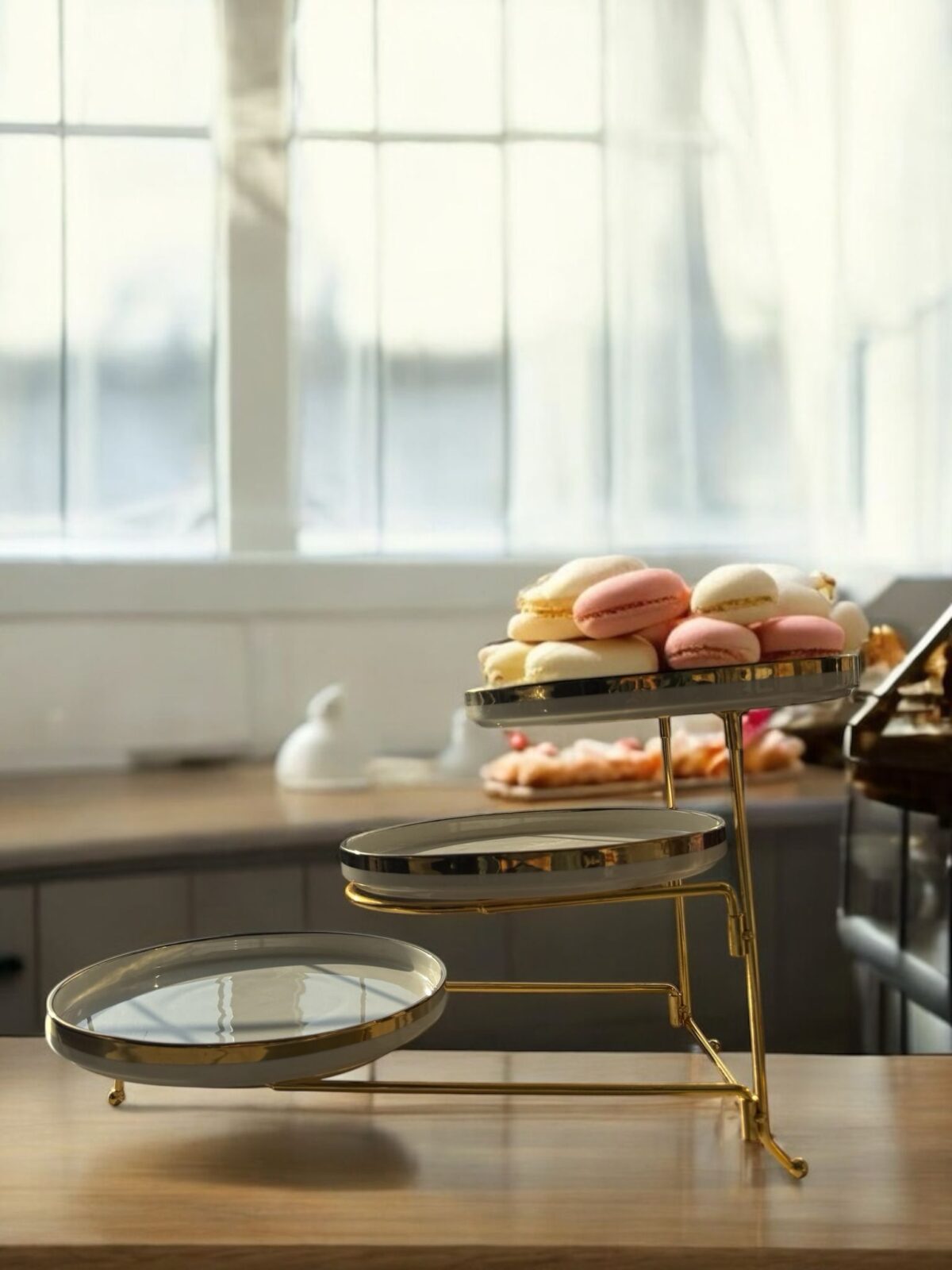 Ekselans EK-531 - Porseleinen Etagere - 3-Laags - Gouden Randen – Bild 1