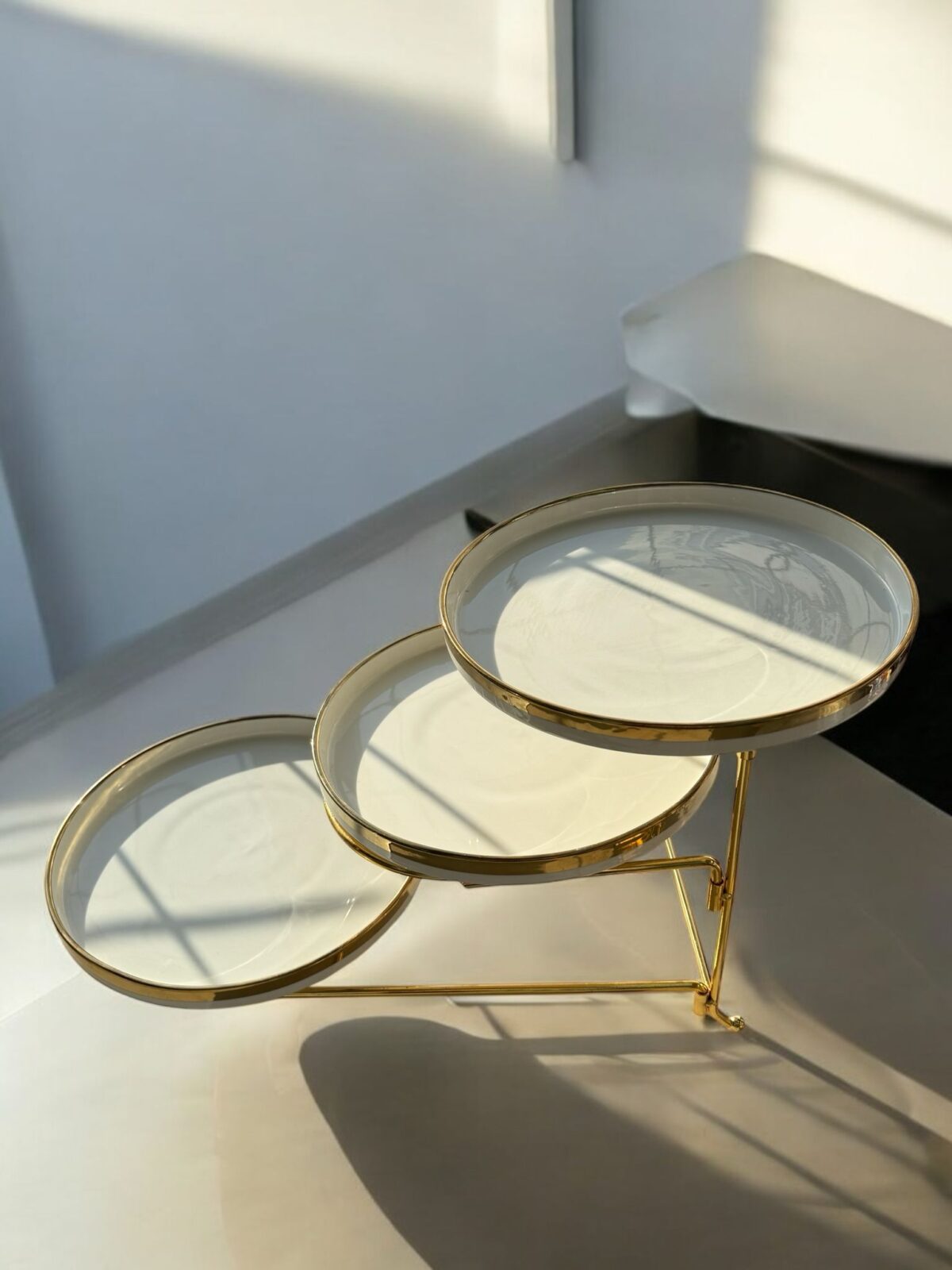 Ekselans EK-531 - Porseleinen Etagere - 3-Laags - Gouden Randen – Bild 2