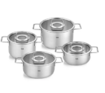 Fissler Pure Collection - RVS Pannenset met Glasdeksels - 4-delig