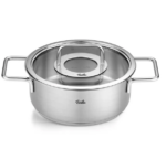 Fissler Pure Collection - RVS Kookpan Laag met Glasdeksel - 20cm - 2,4L