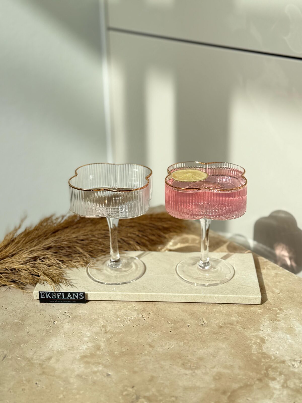 Ekselans - Klaver Dessertglazen Op Voet - met Gouden Rand - Set van 6 - 160 ml – Bild 4
