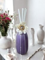 Ekselans EK-297 – Kleine Decoratieve Vaas met Stokken – Paars