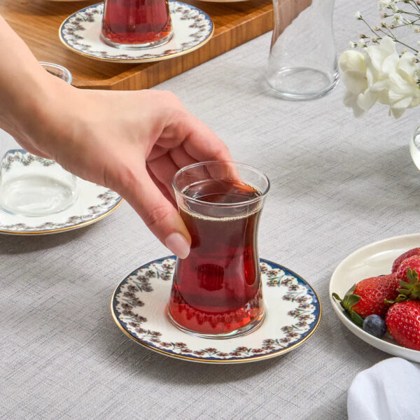 Karaca Florus - 12-delige Theeset - 6-Persoons - met Onderzetters