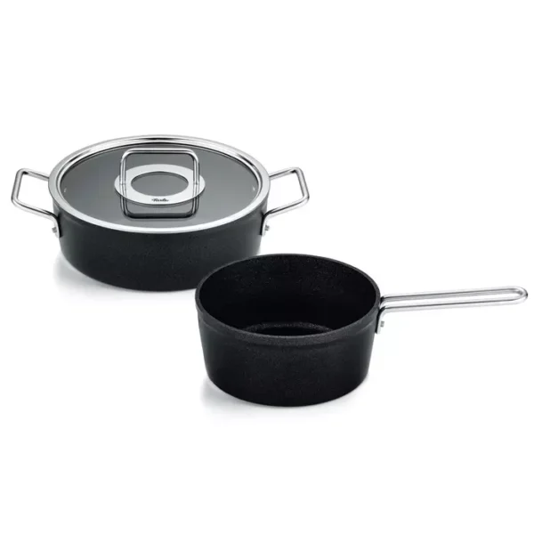 Fissler Adamant - Pannenset met Glasdeksel - 2-delig - Zwart