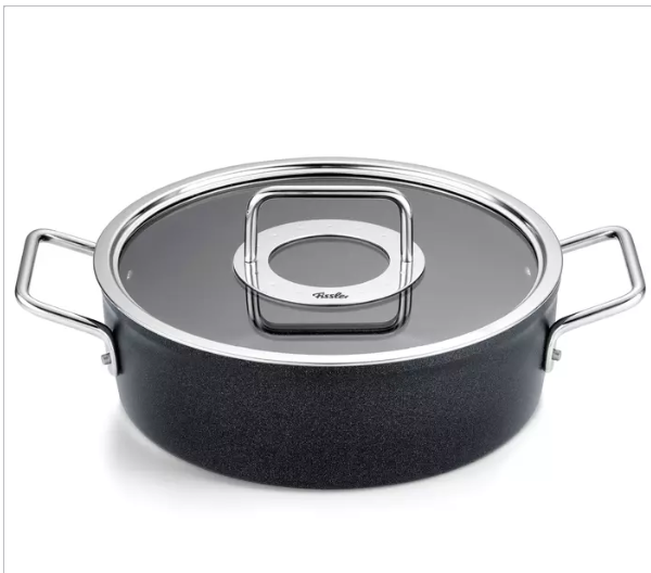 Fissler Adamant - Kookpan Laag met Glasdeksel - 24cm - Zwart
