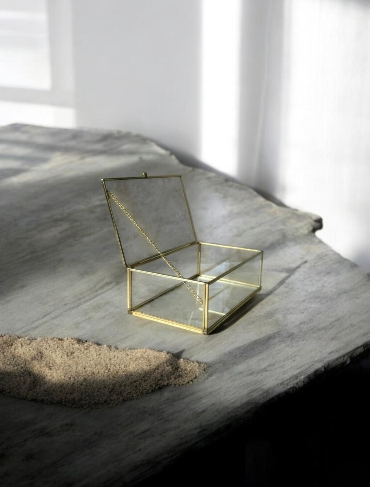 Ekselans EK-368 - Glazen Gouden Doosje – Luxe Decoratief Doosje – 7 x 20 x 12 cm – Perfect voor Sieraden en Accessoires - Afbeelding 3
