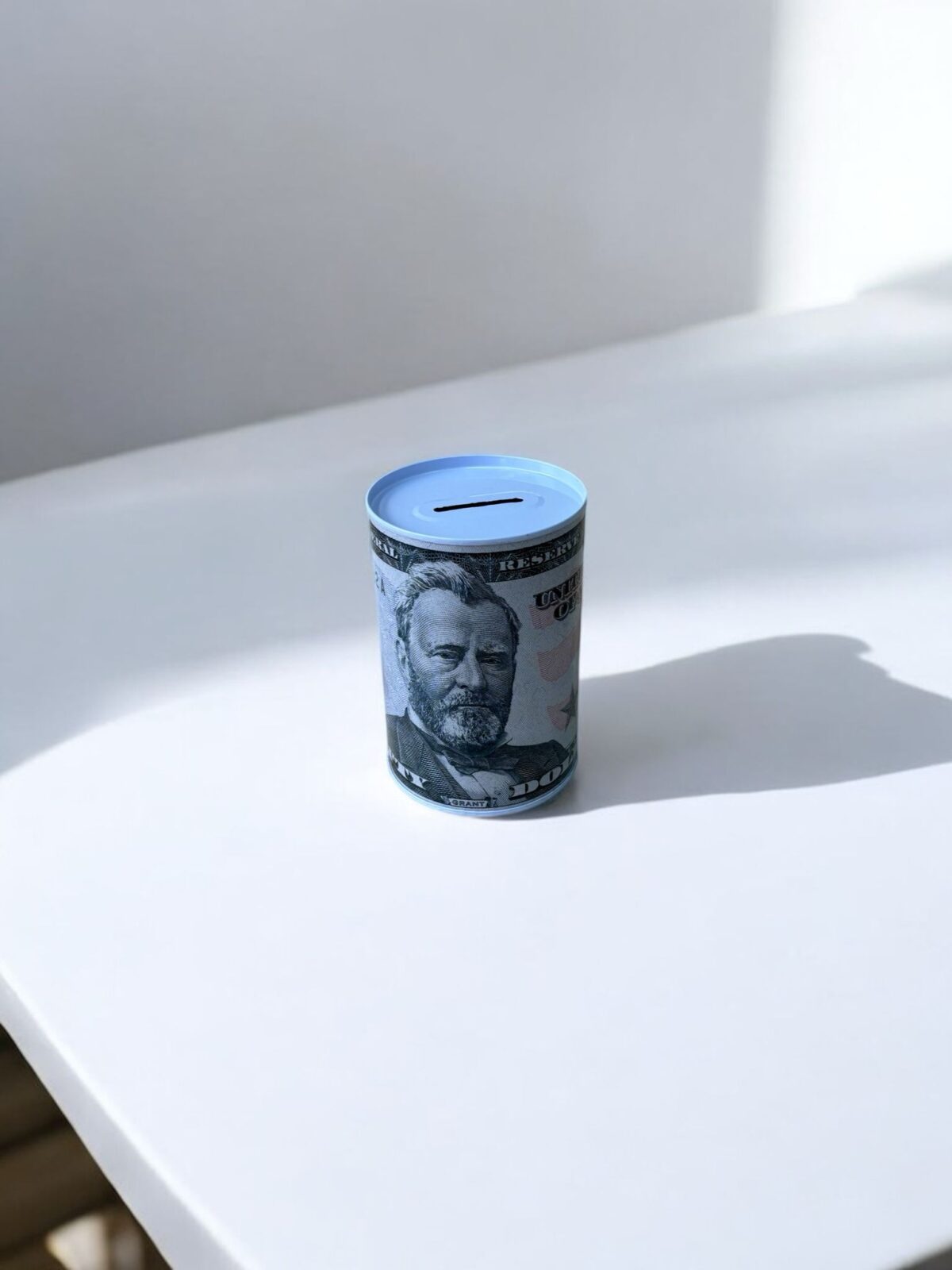 Ekselans - Spaarpot van Blik met Dollarprint – 8 cm x 12,5 cm -Metaal – Stevige Spaarpot voor Kinderen & Volwassenen - Afbeelding 1