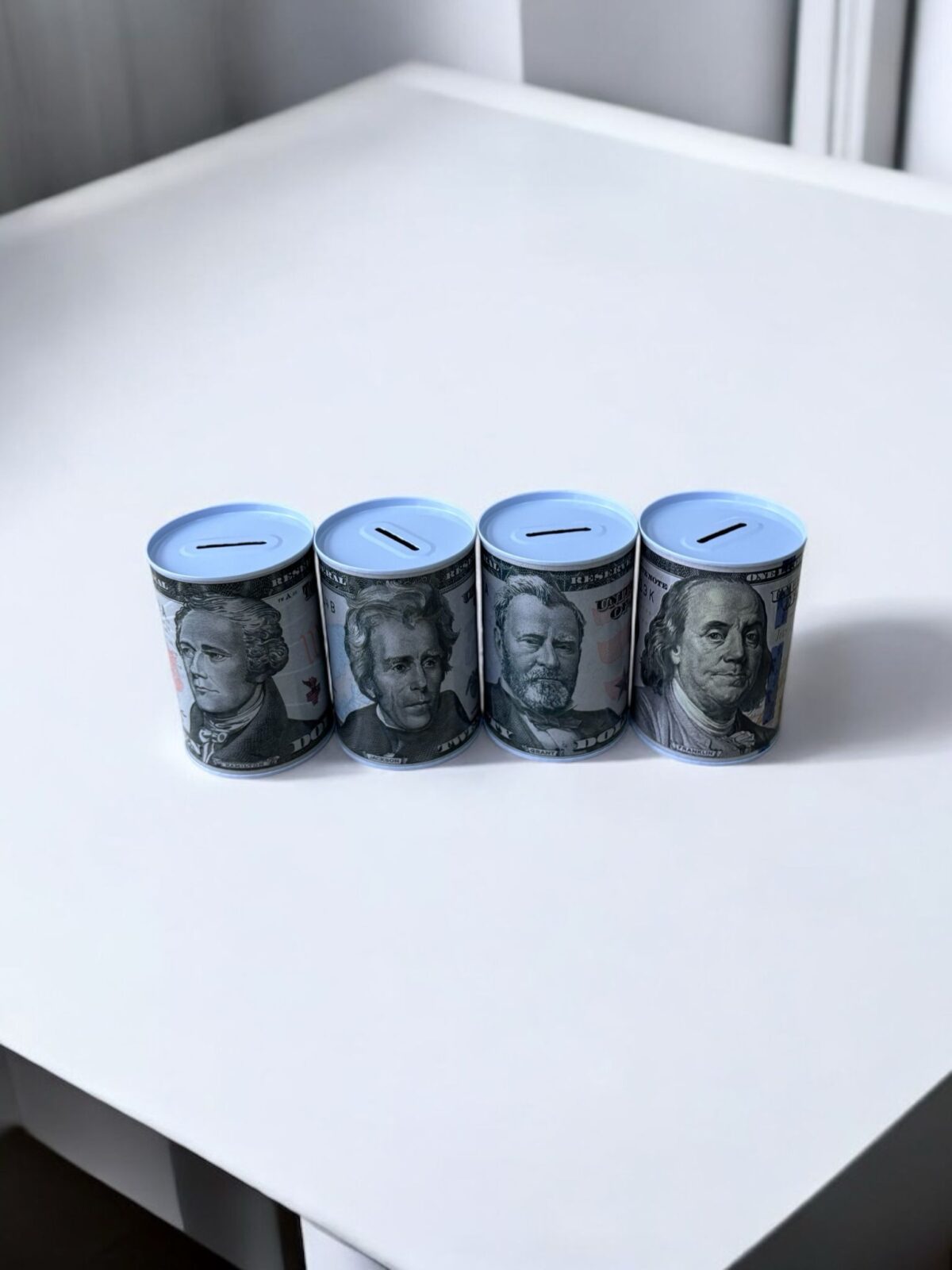 Ekselans CK-033 – Spaarpot van Blik met Dollarprint – 8 cm x 12,5 cm - Metaal – Stevige Spaarpot voor Kinderen & Volwassenen - Afbeelding 2