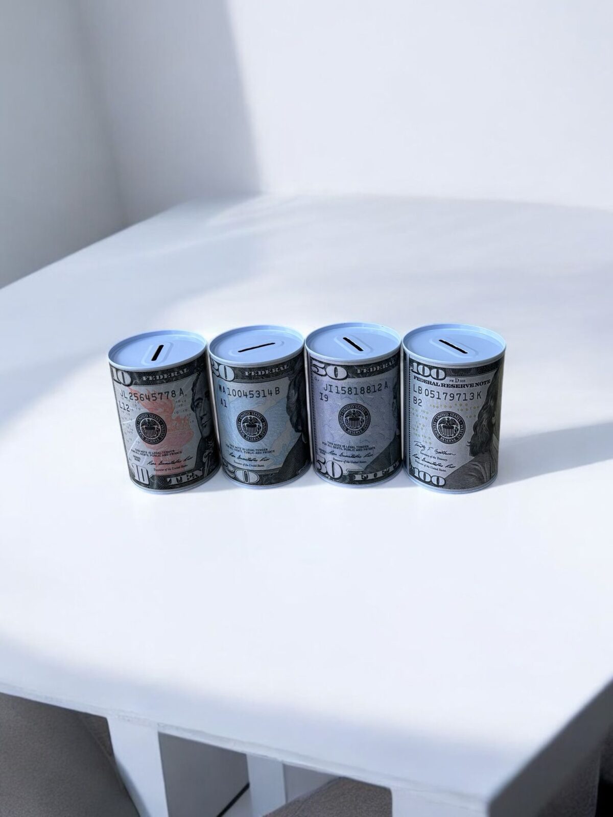 Ekselans - Spaarpot van Blik met Dollarprint – 8 cm x 12,5 cm -Metaal – Stevige Spaarpot voor Kinderen & Volwassenen - Afbeelding 3