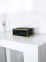 Ekselans EK-365 - Luxe Glazen Sieradendoos – Zwart Glas met Gouden Afwerking – 22 x 14 x 10 cm – Image 2