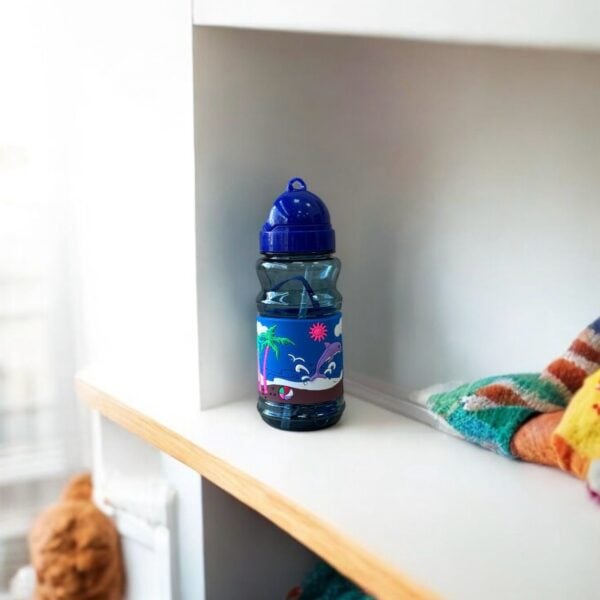 Ekselans EK-327 - Blauwe Kinderdrinkfles met Rietje – 6 x 16 cm
