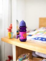 Ekselans EK-327 - Paarse Kinderdrinkfles met Vlinderdesign en Ingebouwd Rietje – 6 x 16 cm