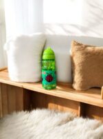 Ekselans EK-327 - Groene Kinderdrinkfles met Lieveheersbeestjesprint en Ingebouwd Rietje - 6 x 16 cm