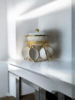 Ekselans EK-559 - Soepterrine met 6 Soepkommen en Gouden Stand – 26 cm - 9-Delig