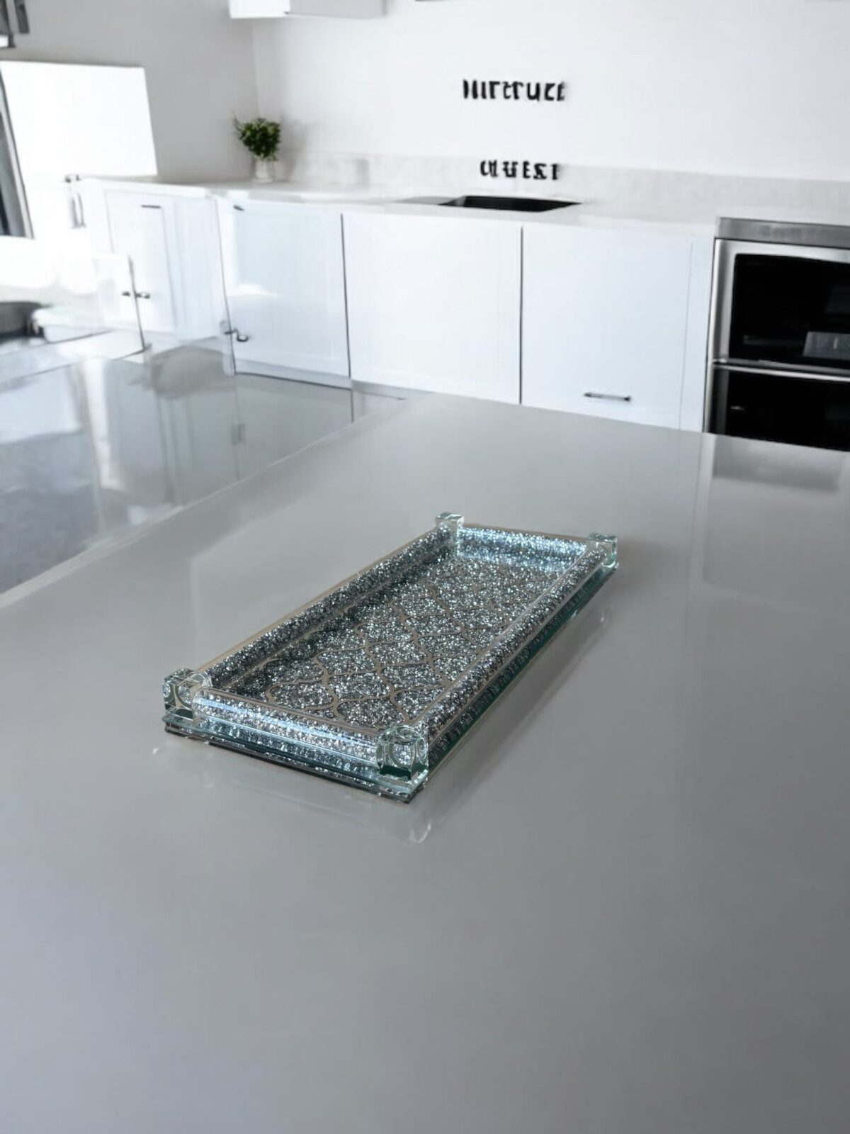 Ekselans EK-253 - Rechthoekig Dienblad Zilverkleurig – Glitters - 37 x 19 cm - Afbeelding 2