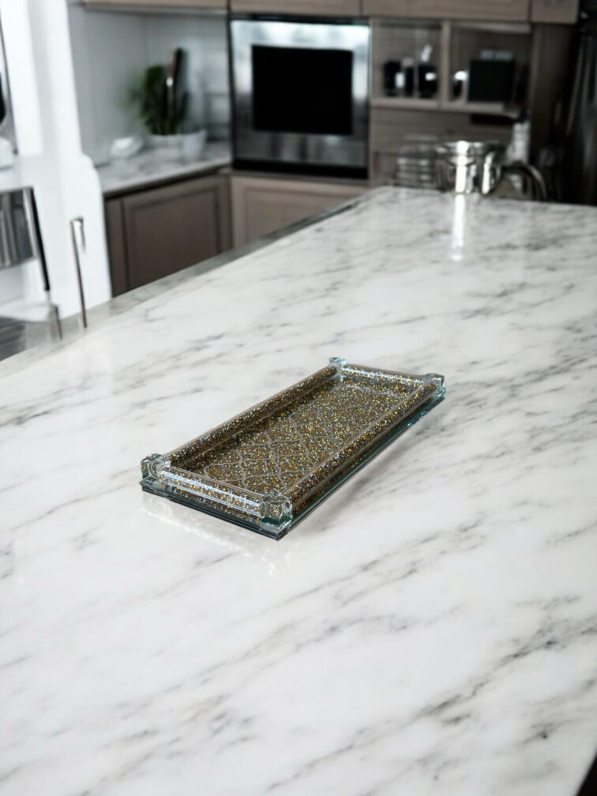 Ekselans EK-252 - Rechthoekig Dienblad met Glitters – 40 x 17 cm - Goud - Afbeelding 2