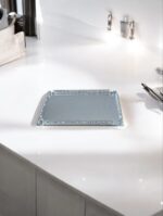 Ekselans EK-243 - Rechthoekig Zilverkleurig Spiegeldienblad met Glitters – 15 x 24 cm