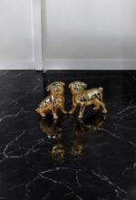Ekselans EK-299 - Decoratieve Puppy set - Set van 2 - Goud - 19 x 21 cm