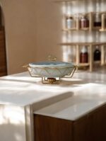 Ekselans EK-530 - Soepterrine met Glasdeksel - Goud/Wit - 22 x 46 cm