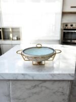 Ekselans EK-530 - Soepterrine met Glasdeksel - Goud/Wit - 22 x 46 cm - Afbeelding 2