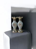 Ekselans EK-527 - Decoratieve Beeldjes - Set van 2 - Wit met Goud - 11,5 x 33 cm