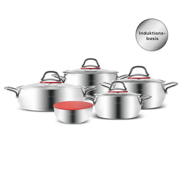 Karaca Emirgan XL – RVS Inductie Pannenset – met Bewaardeksel – 10-Delig