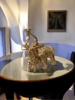 Ekselans EK-314 - Gouden Decoratief Olifantenbeeld – 67 x 72 cm - Groot