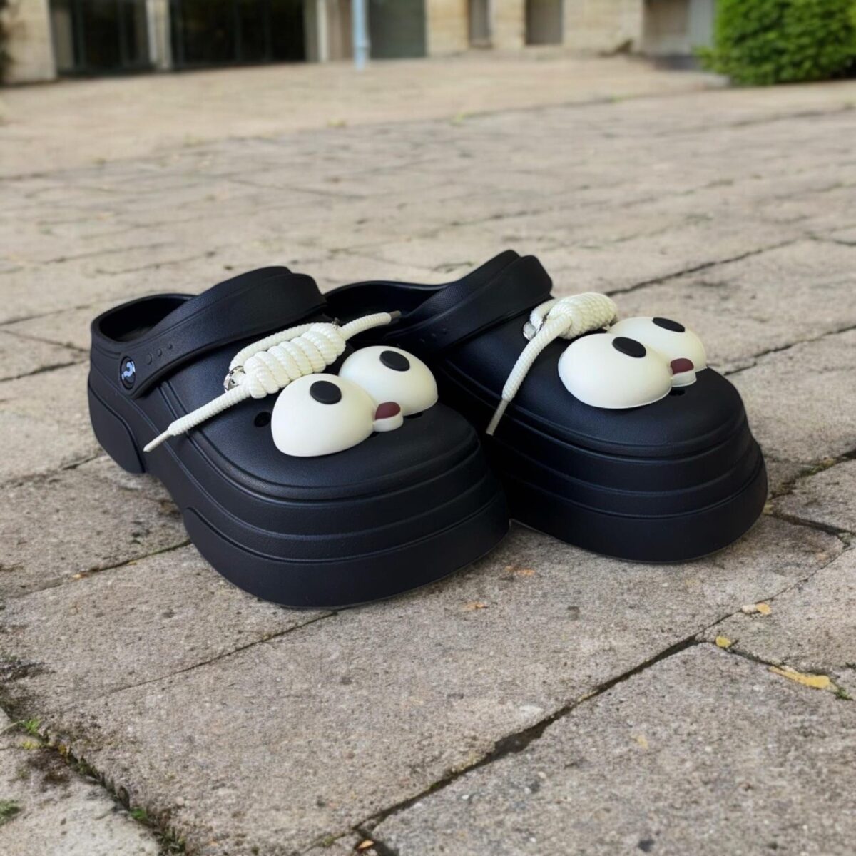 Ekselans EK-178 – Siliconen Slippers met Oogjes – Maat 37/38 – Hoge Zool – Zwart - Image 2