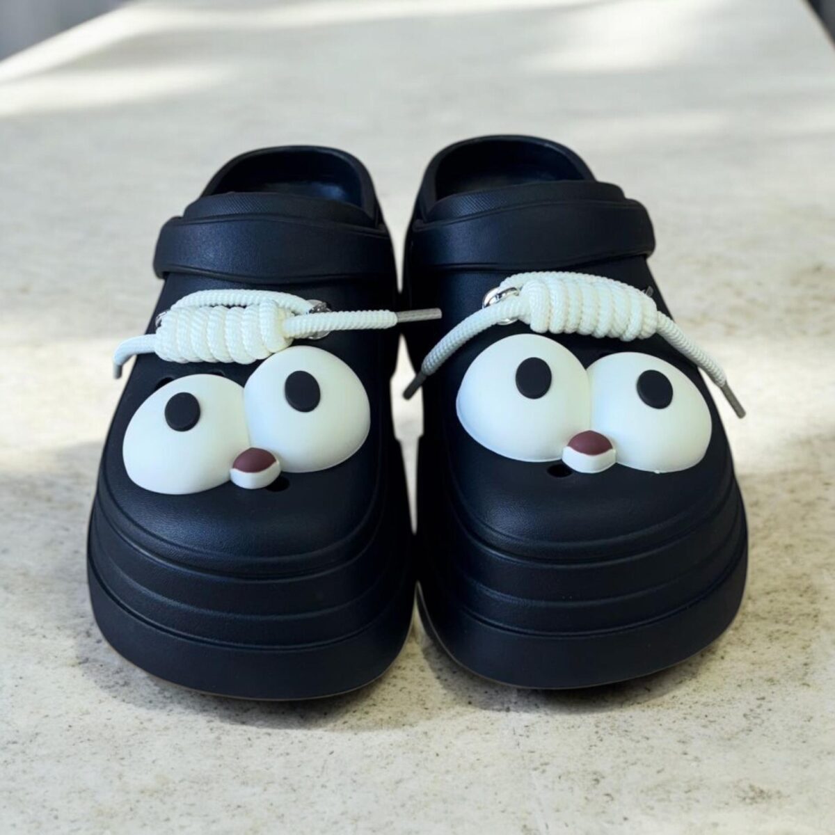 Ekselans EK-178 – Siliconen Slippers met Oogjes – Maat 37/38 – Hoge Zool – Zwart - Image 1