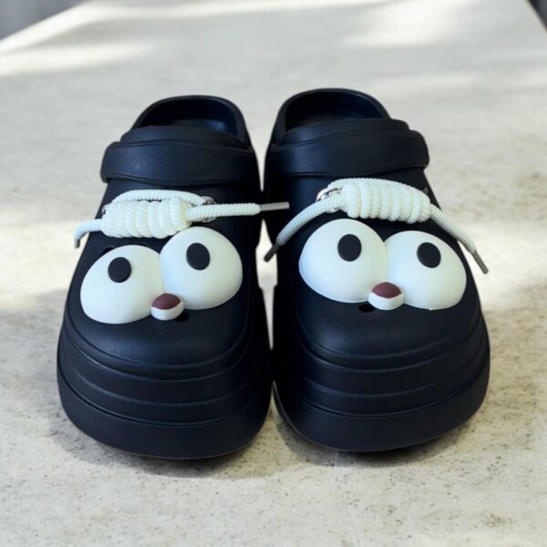 Ekselans EK-178 – Siliconen Slippers met Oogjes – Maat 37/38 – Hoge Zool – Zwart