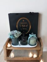 Ekselans EK-562 - Luxe Geurenset met Diffuser, Geurkaars & Sierbloemen – Blauw - Image 2