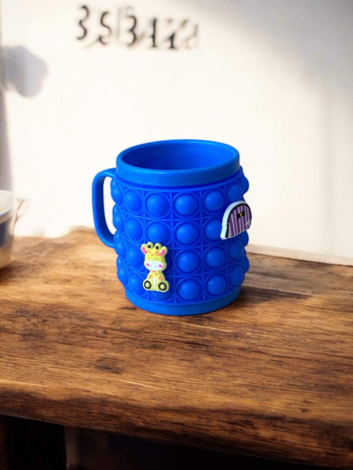 Ekselans EK-326 - Pop It Siliconen Drinkbeker – Blauw – 12 x 9,5 cm  – Jibbitz-stijl - Görsel 2