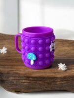 Paarse Ekselans EK-326 - Paarse Siliconen Drinkbeker met Handvat – Pop It Design – Inclusief Jibbitz-Stijl Versiering – 12 x 9,5 cm - Görsel 2