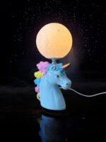 Ekselans EK-399 – Keramieken Unicorn Nachtlamp – met Maan – 16 x 29 cm – Blauw - Görsel 3